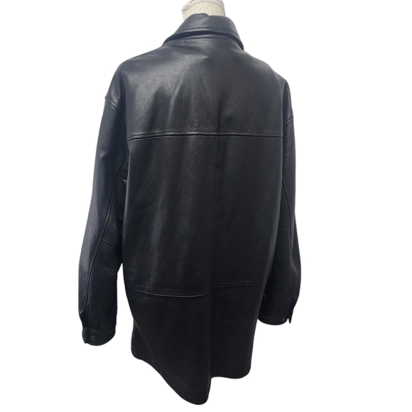 Max USA Womens Y2K Black Faux Fur Lined Genuine Leather Full Length Jacket Sz M‎ - Picture 6 of 15